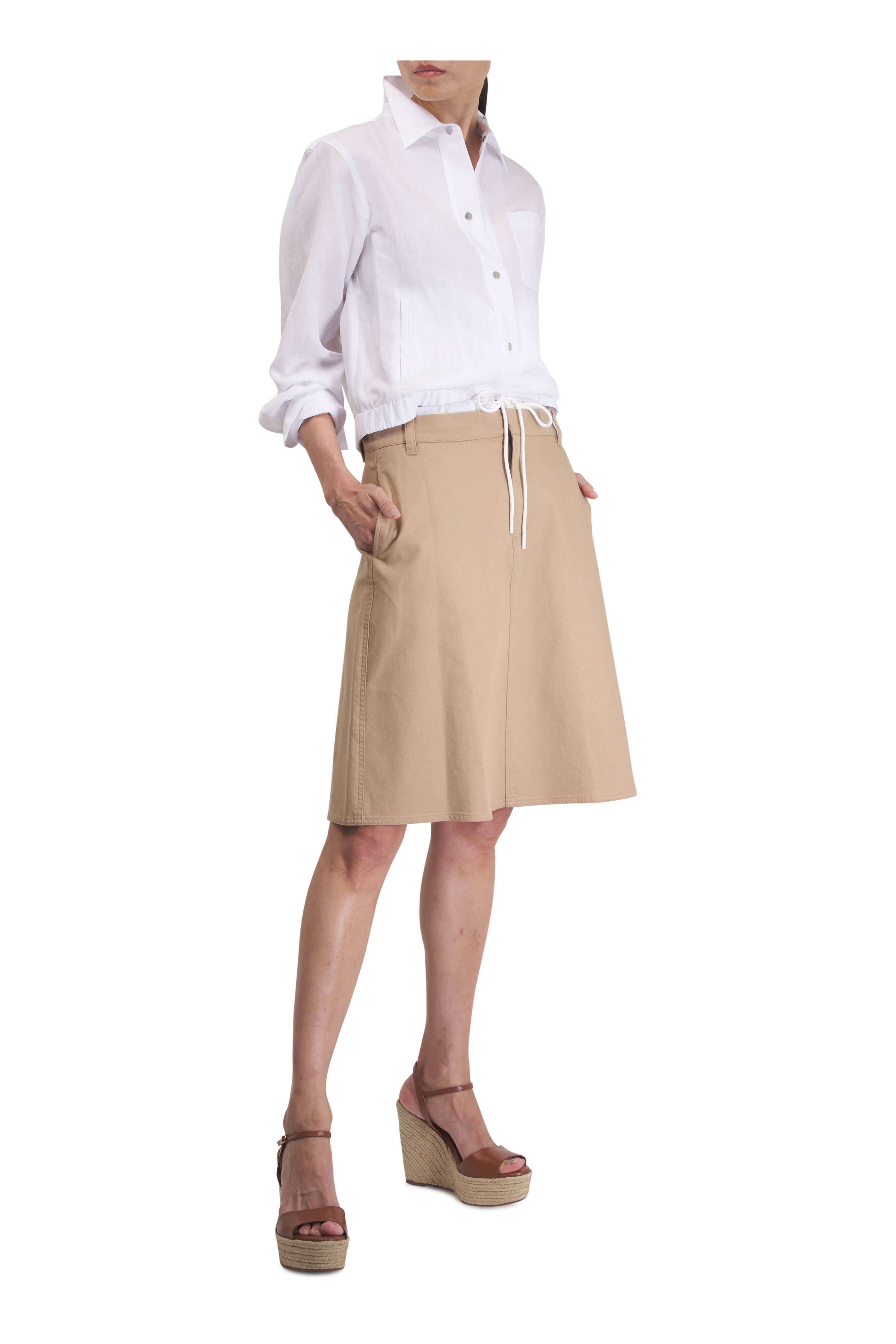 Santoni - Nizza Brown Leather Espadrille Wedge. 70mm