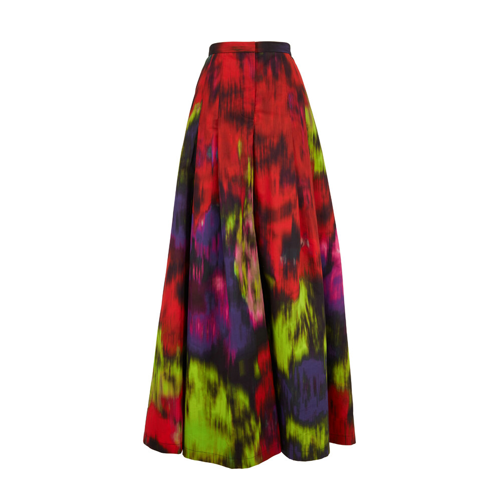 Carolina Herrera - Black Multi Wide Leg Pleated Palazzo Pant