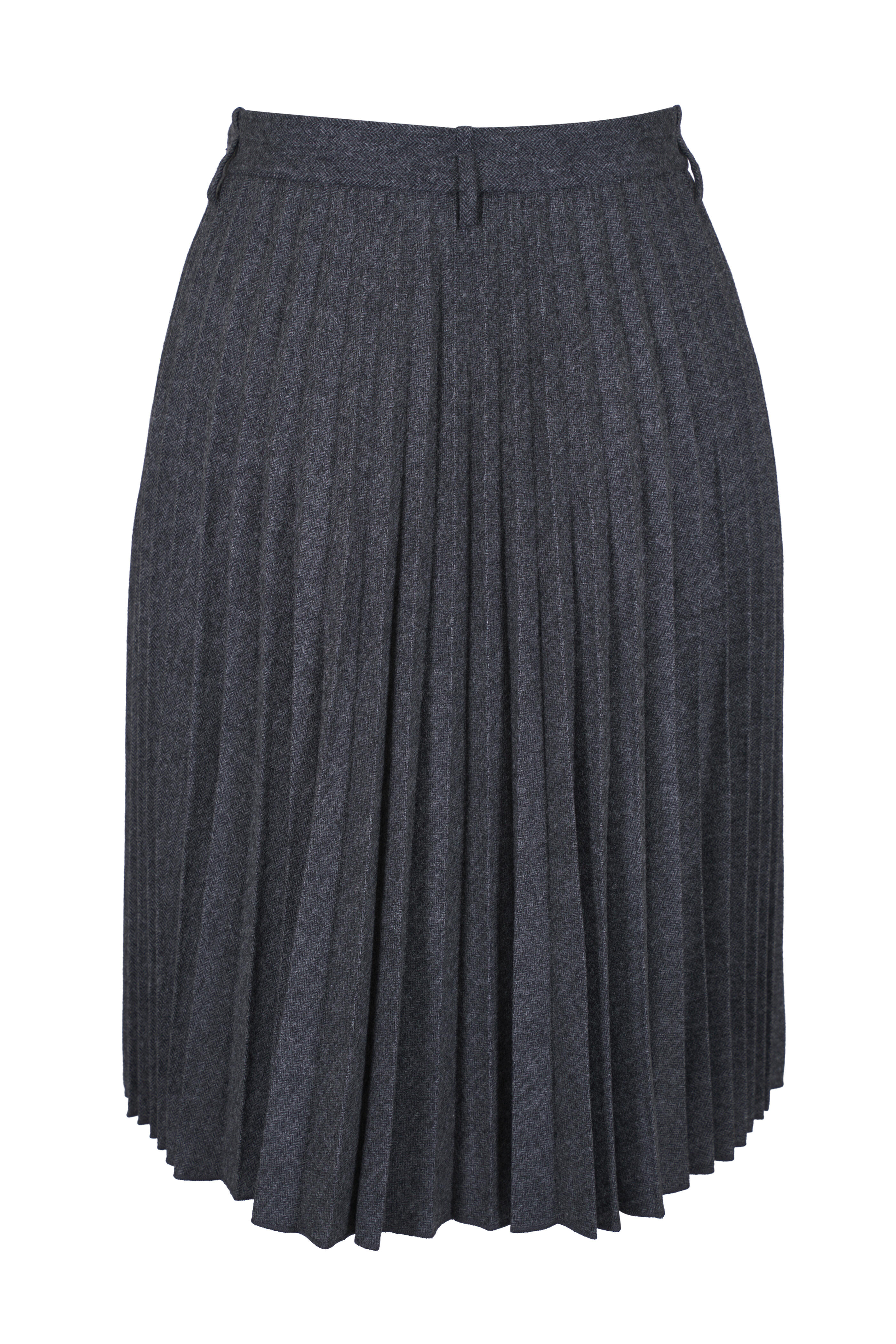 Vince - Charcoal Pleated Herringbone Skirt