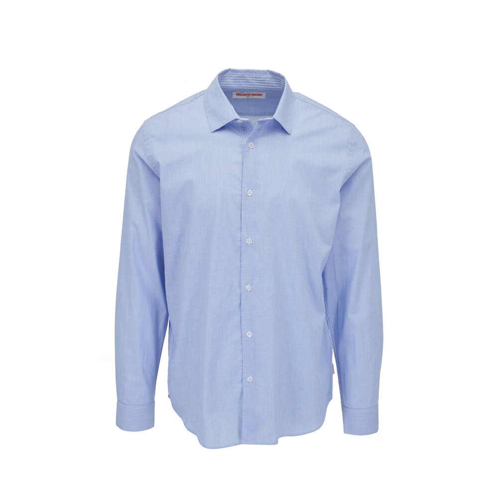 Orlebar Brown - Giles Ice Blue & White Chainstitch Sport Shirt