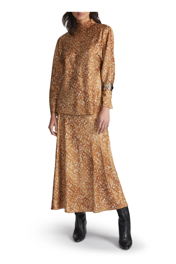 Lafayette 148 New York - Bias Cut Camel Flared Silk Maxi Skirt 