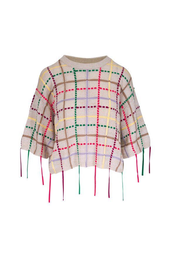 Lafayette 148 New York Taupe Multicolor Ribbon Embellished Sweater - view 1