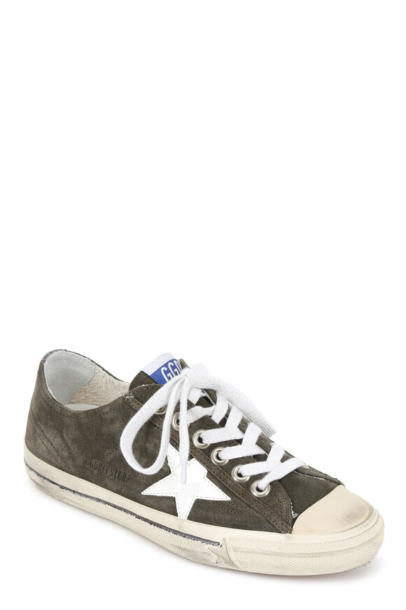 Golden Goose - Women's V-Star Military Green Suede Sneaker