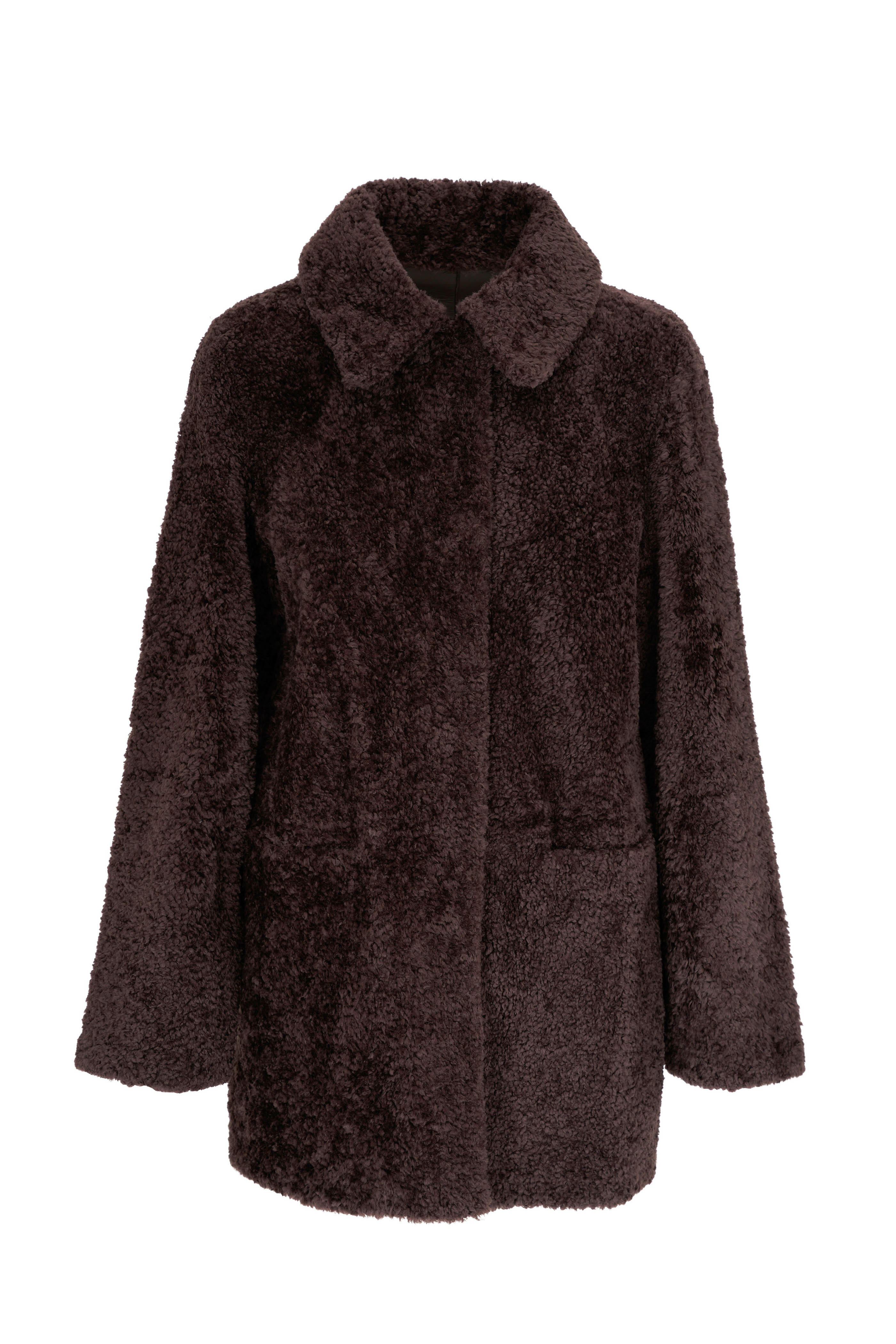 Pologeorgis - Mocha Curly Shearling & Leather Reversible Coat