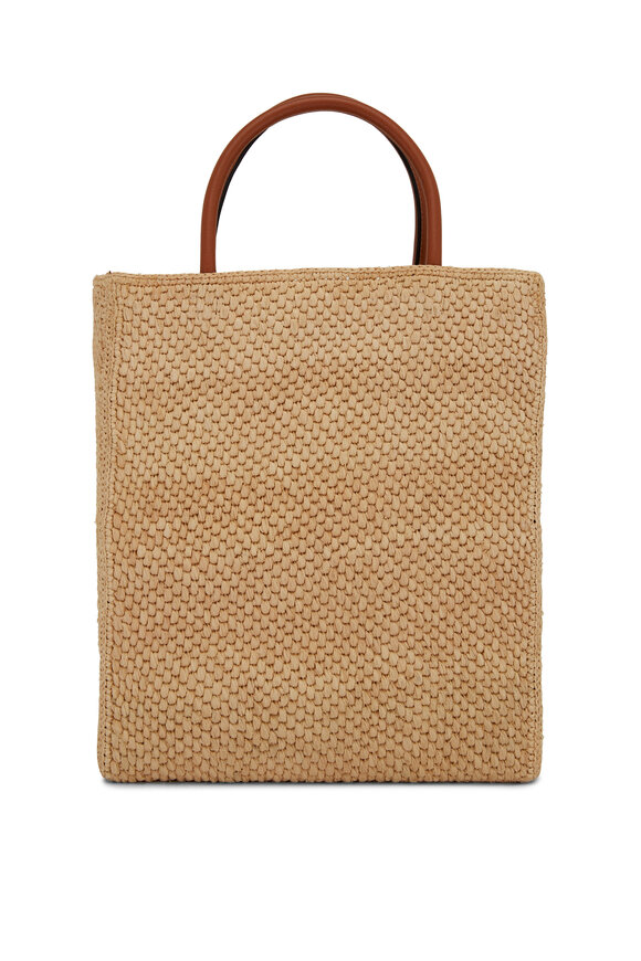 Loewe - A4 Logo North-South Raffia & Leather Tote Bag