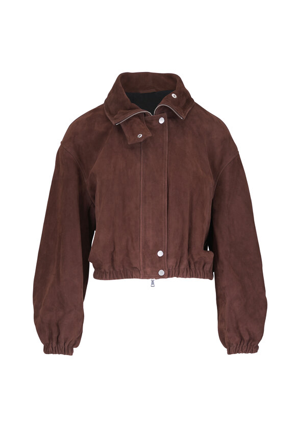 Nour Hammour Pia Brown Suede Bomber Jacket - view 1