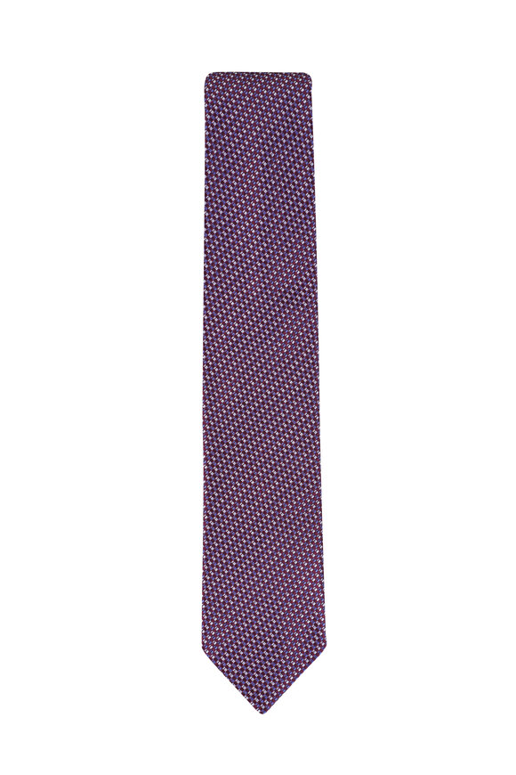 Eton Burgundy Check Silk Tie