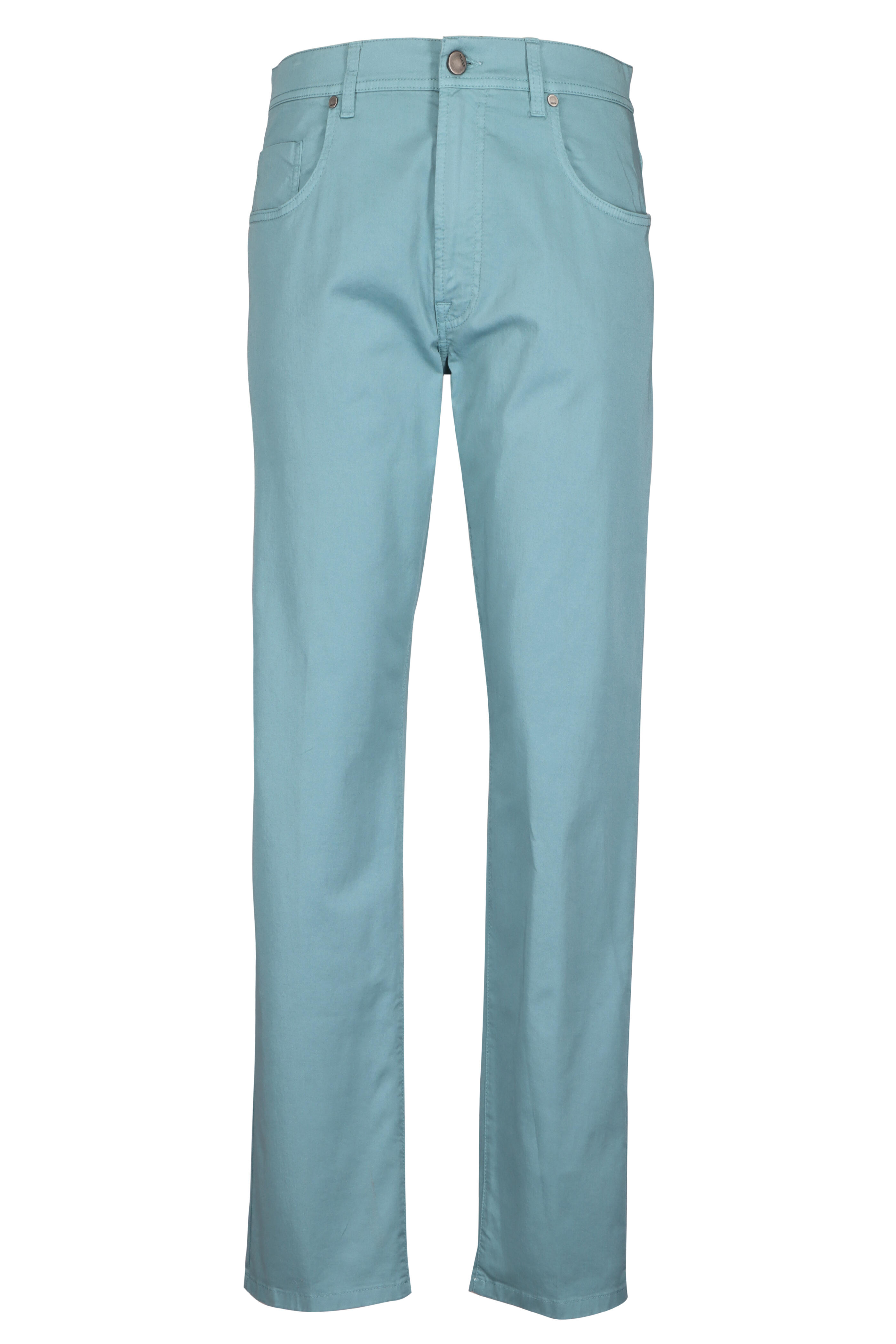 Cesare Attolini - Teal Cotton Stretch Five Pocket Pant
