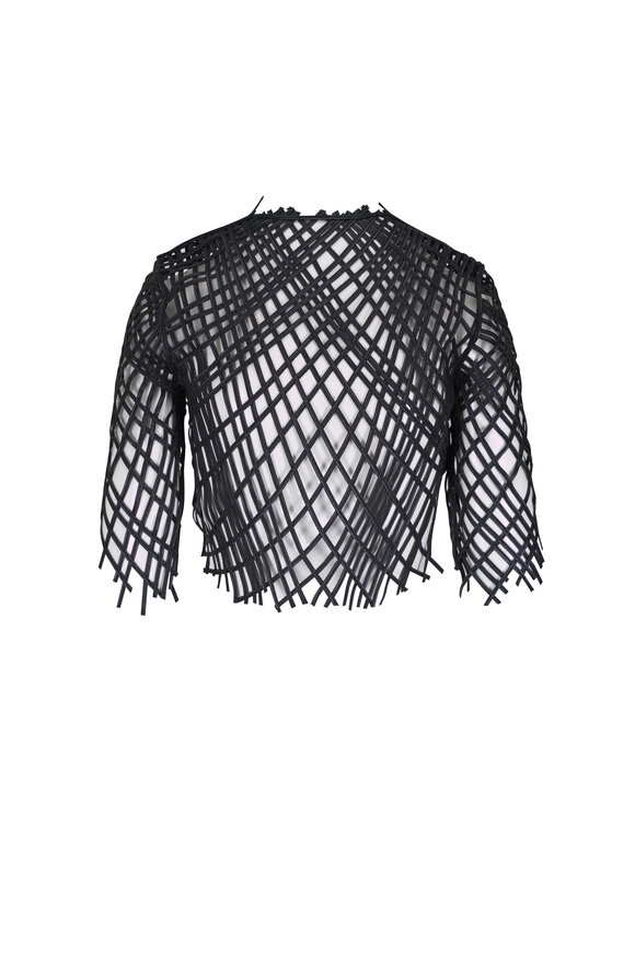 Jitrois DYNA Black Leather Embroidered Mesh Jacket - view 4