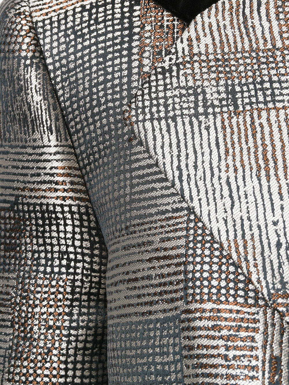 Emporio Armani - Taupe Abstract Print Asymmetric Button Jacket