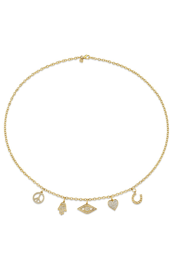 Sydney Evan 14k Yellow Gold Diamond Multi Icon Charm Necklace - view 1