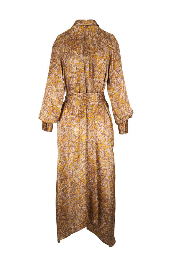 Kiton Orche Branch Print Silk Midi Dress - view 4