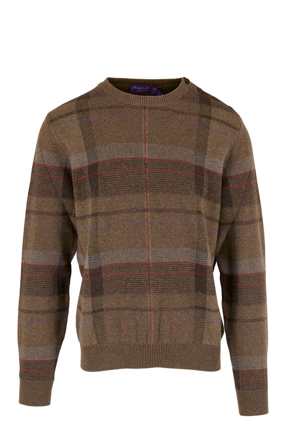 Ralph Lauren Purple Label - Green Plaid Crewneck Sweater