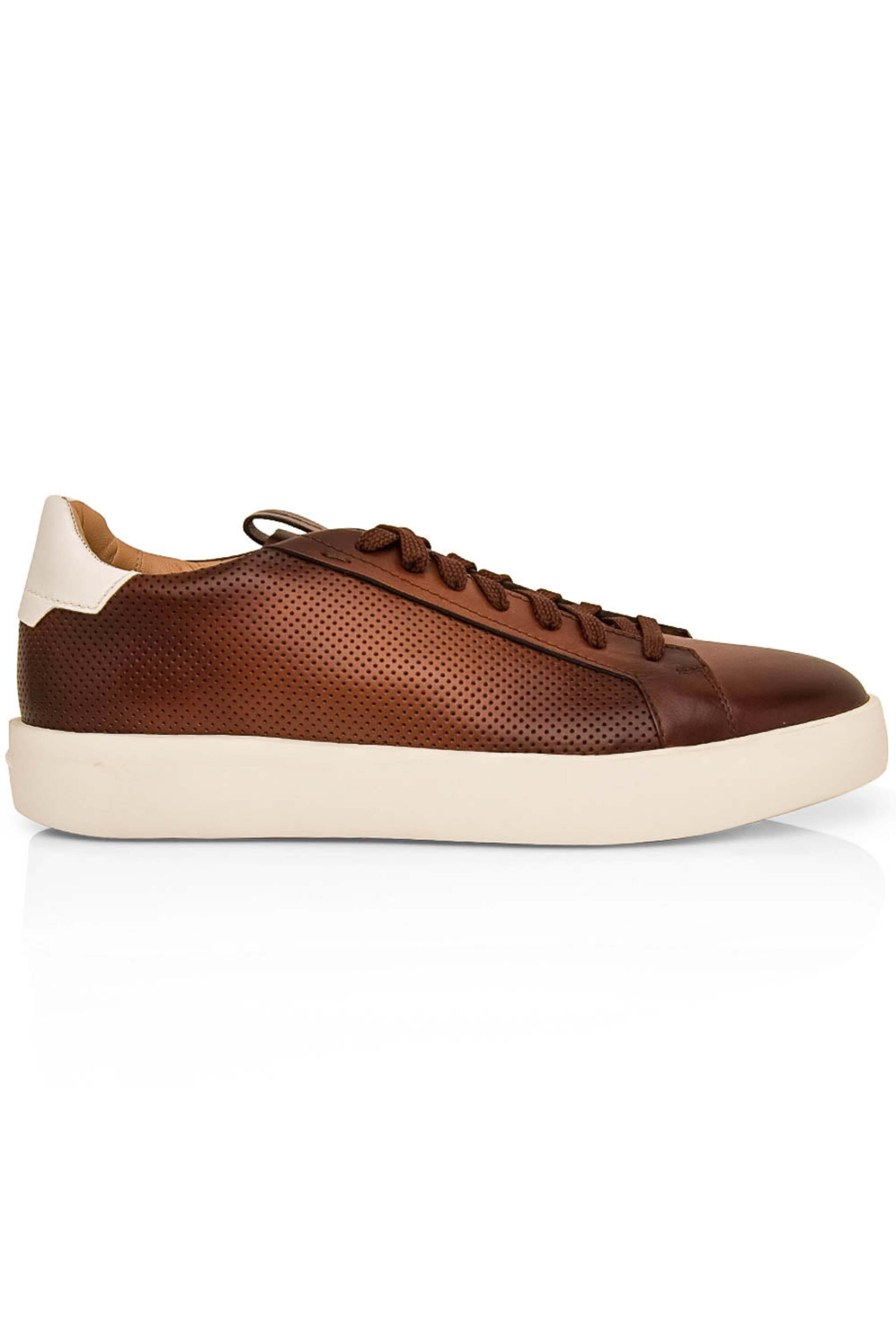 Santoni - Burgle Perforated Sneaker in Brown