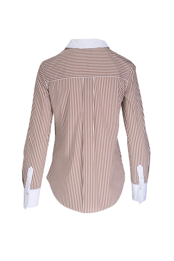 Veronica Beard - Marisol Deep Ochre White Stripe Poplin Shirt 