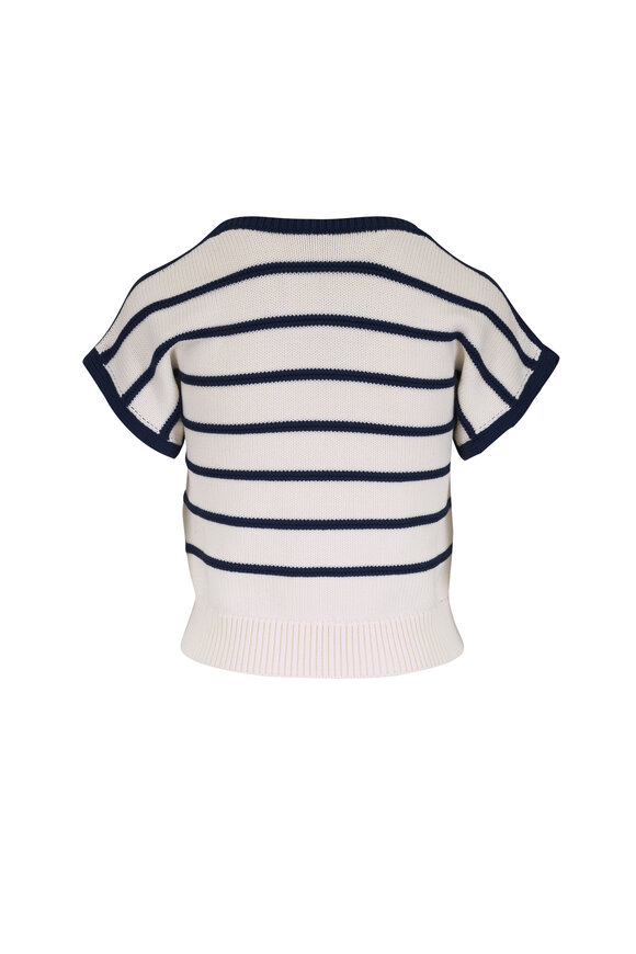 Loewe Navy & White Stripe Short Sleeve Knit Sweater - view 3