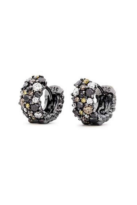 Paul Morelli Black Diamond Huggie Earrings - view 4