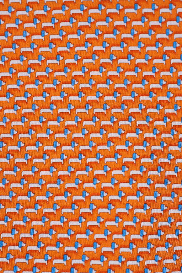 Ferragamo Orange Dachshund Print Silk Necktie - view 2