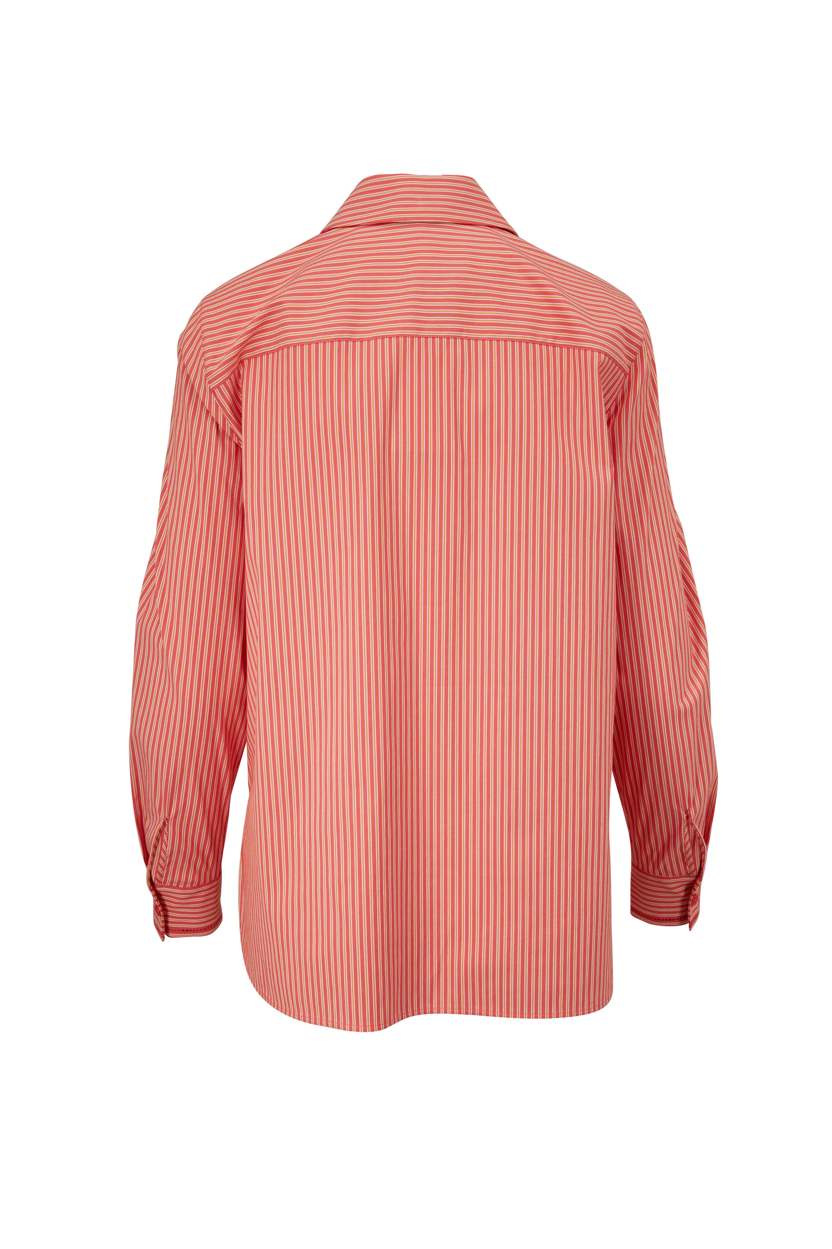 Lafayette 148 New York - Ruxton Vibrant Persimmon Multi Button Down Blouse