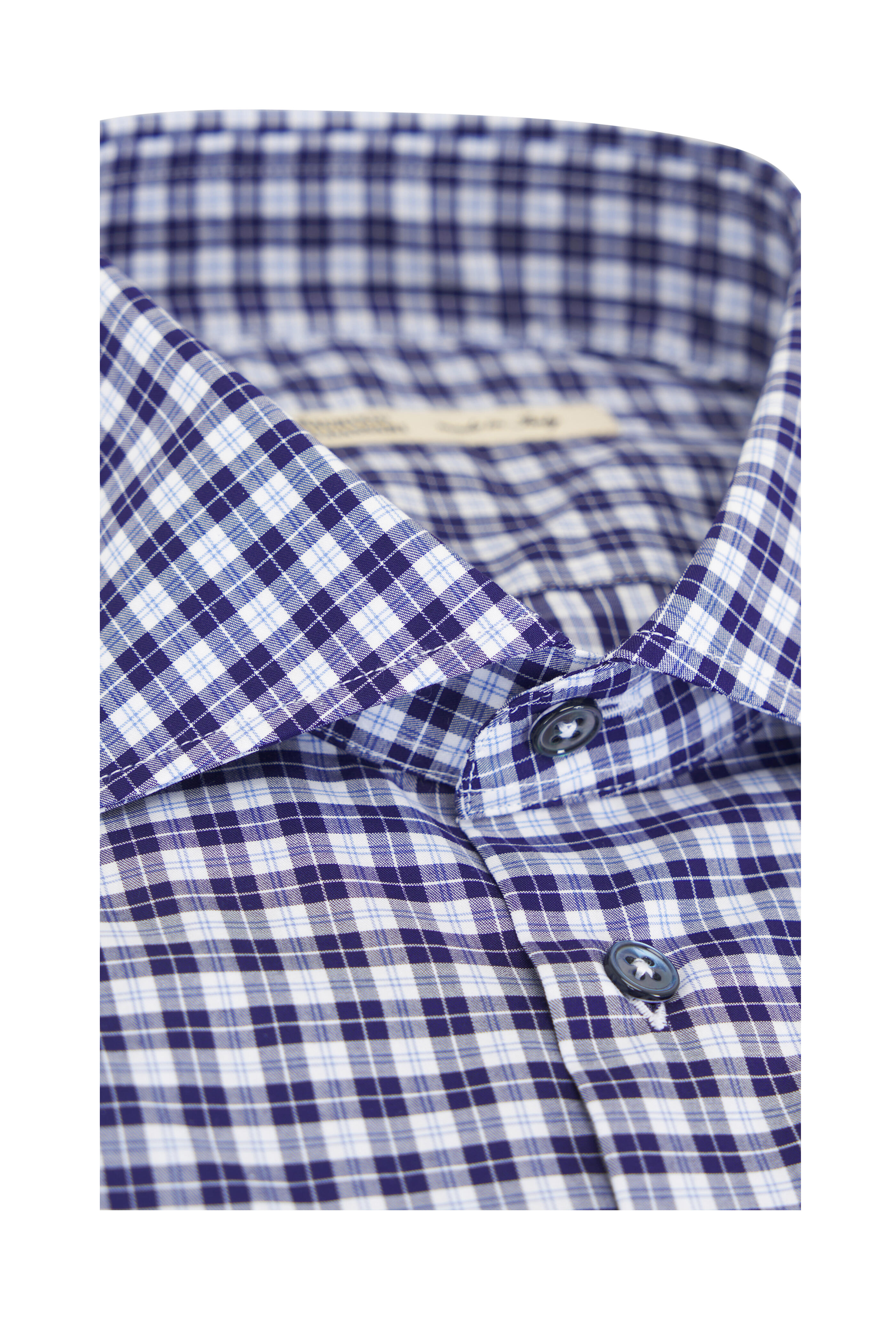 Maurizio Baldassari - Navy & White Plaid Cotton Sport Shirt