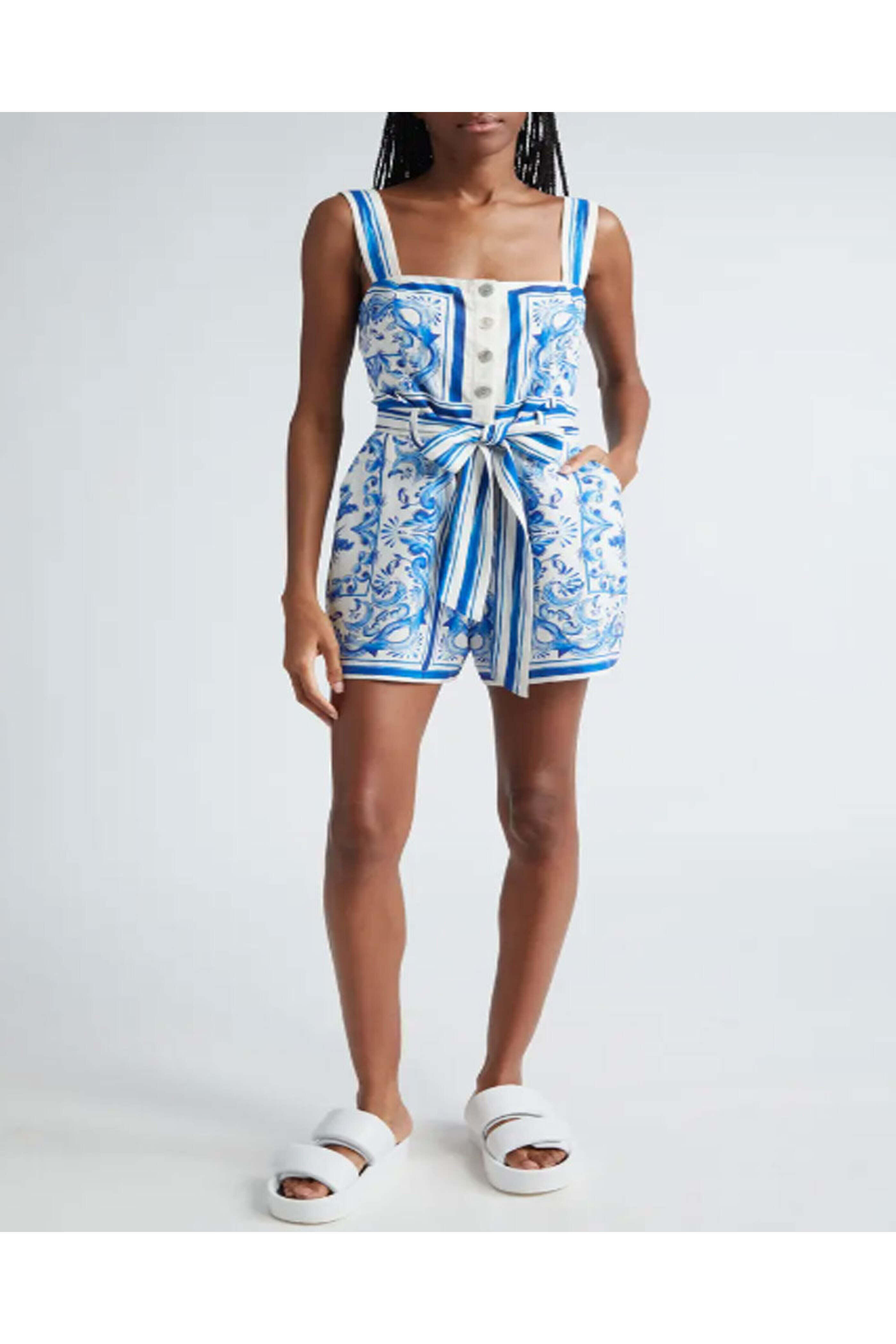 ☆関税込☆【FARM Rio】Garden Tiles Off White Romper Farm Rio - Garden Tiles Off White Romper | Mitchell Stores