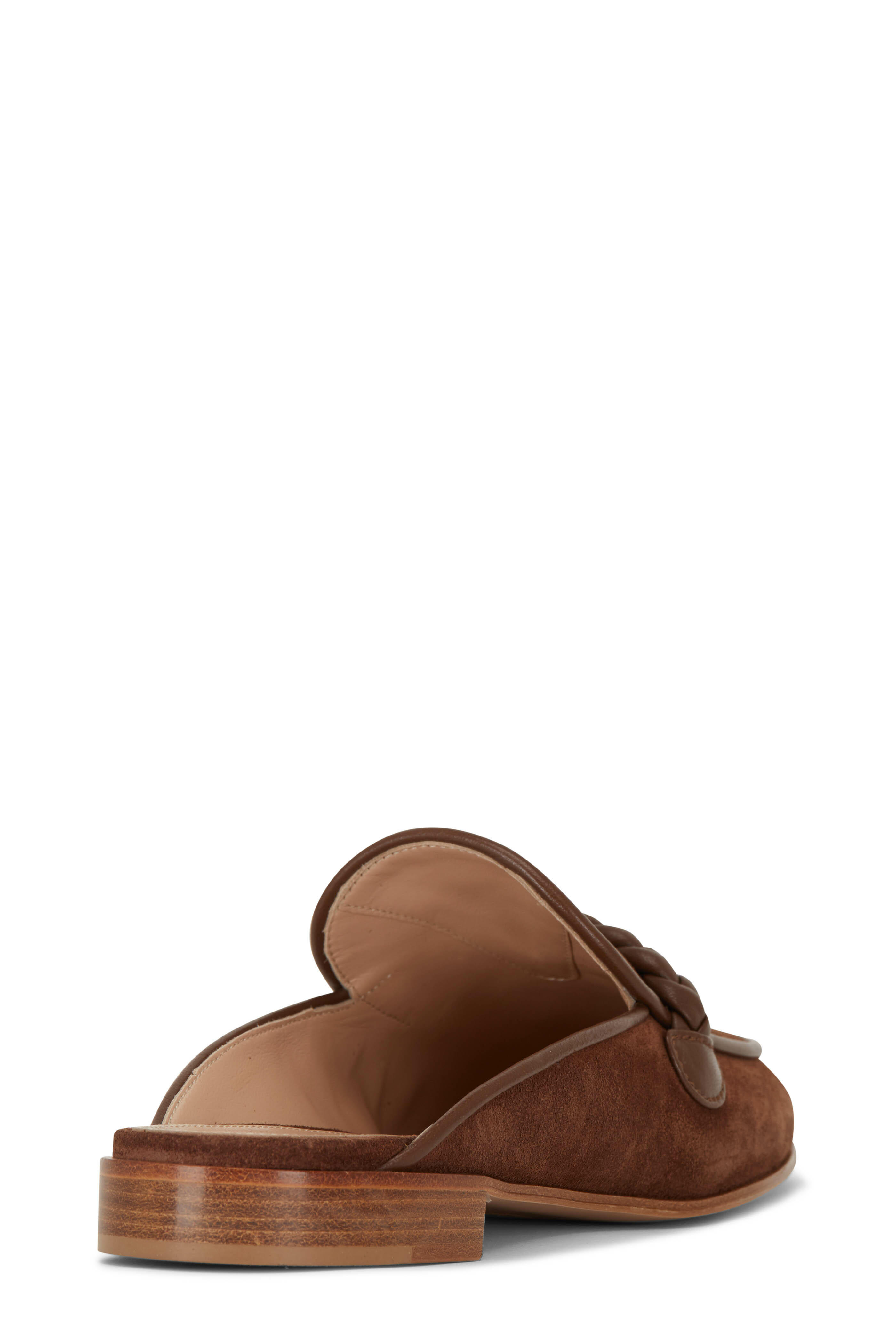 Gianvito Rossi - Belem Cognac Texas Suede & Leather Braid Flat Mule