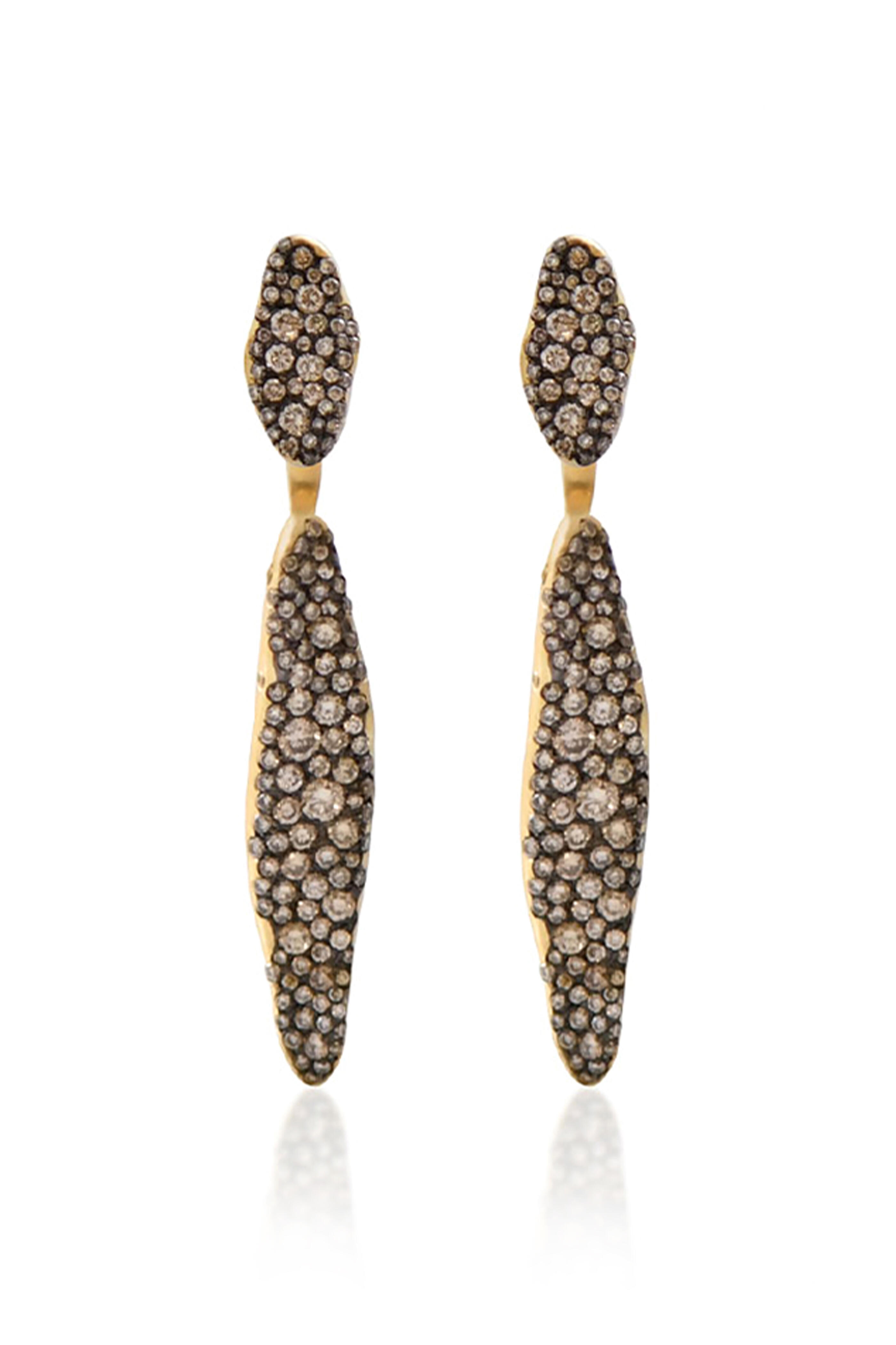 Nada Ghazal - 18k Yellow Gold Diamond Flourish Earrings