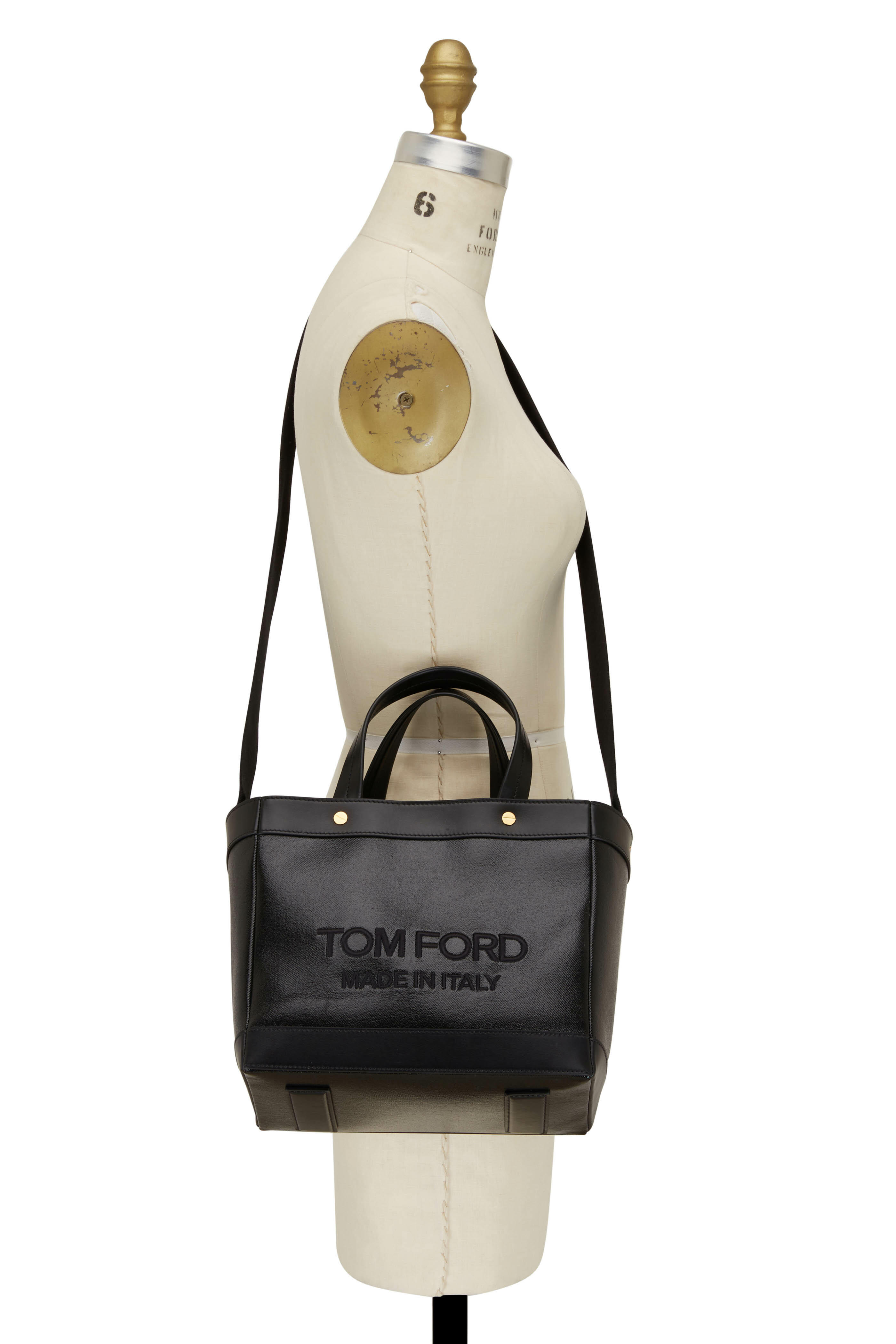 Tom Ford - Black Coated Denim Mini Tote