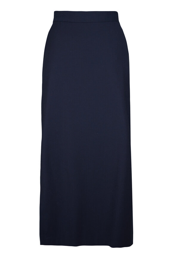 Antonelli Timballo Navy Blue Side Slit Midi Skirt