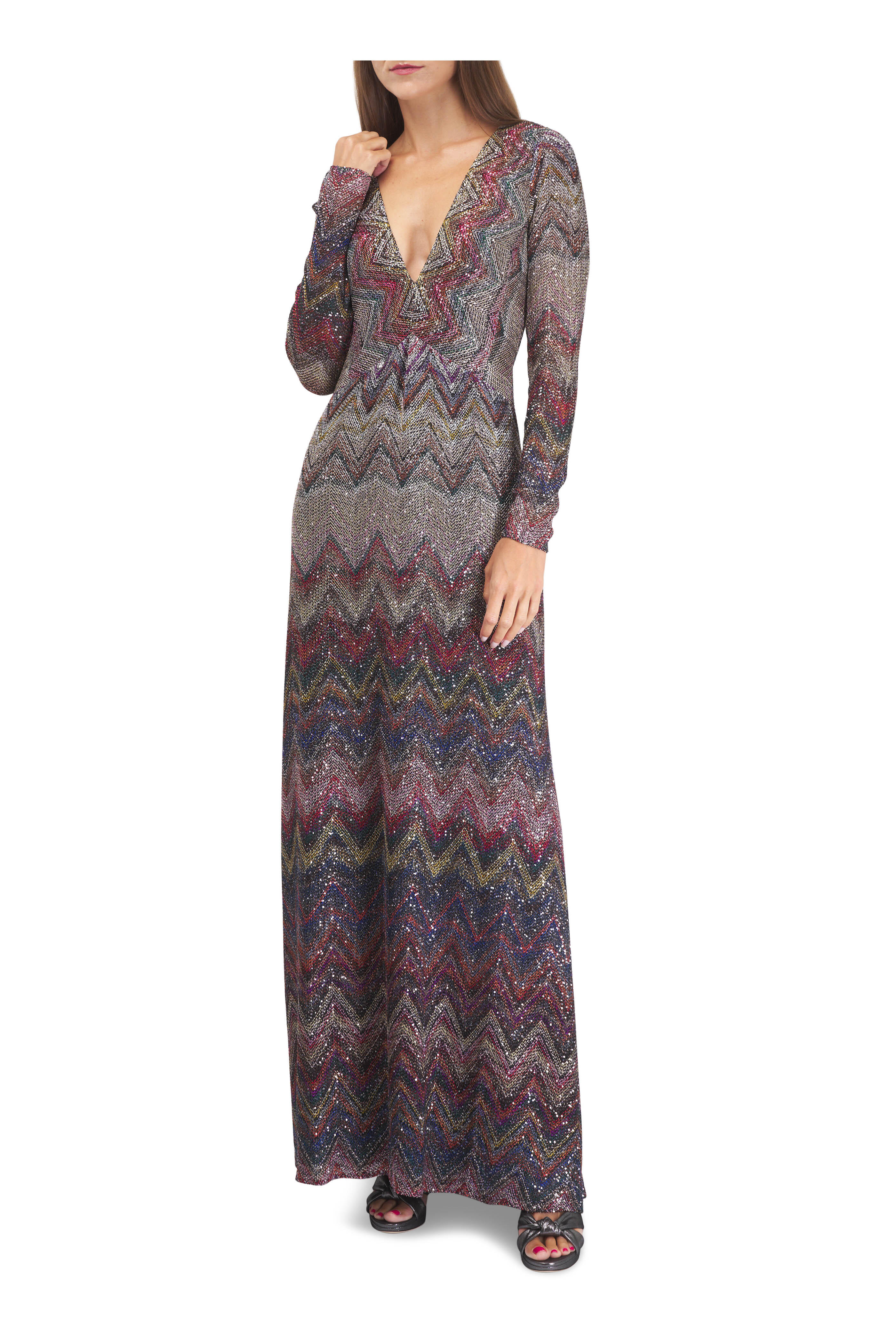 Missoni - Brown Multicolor Sequin Embellished Dress