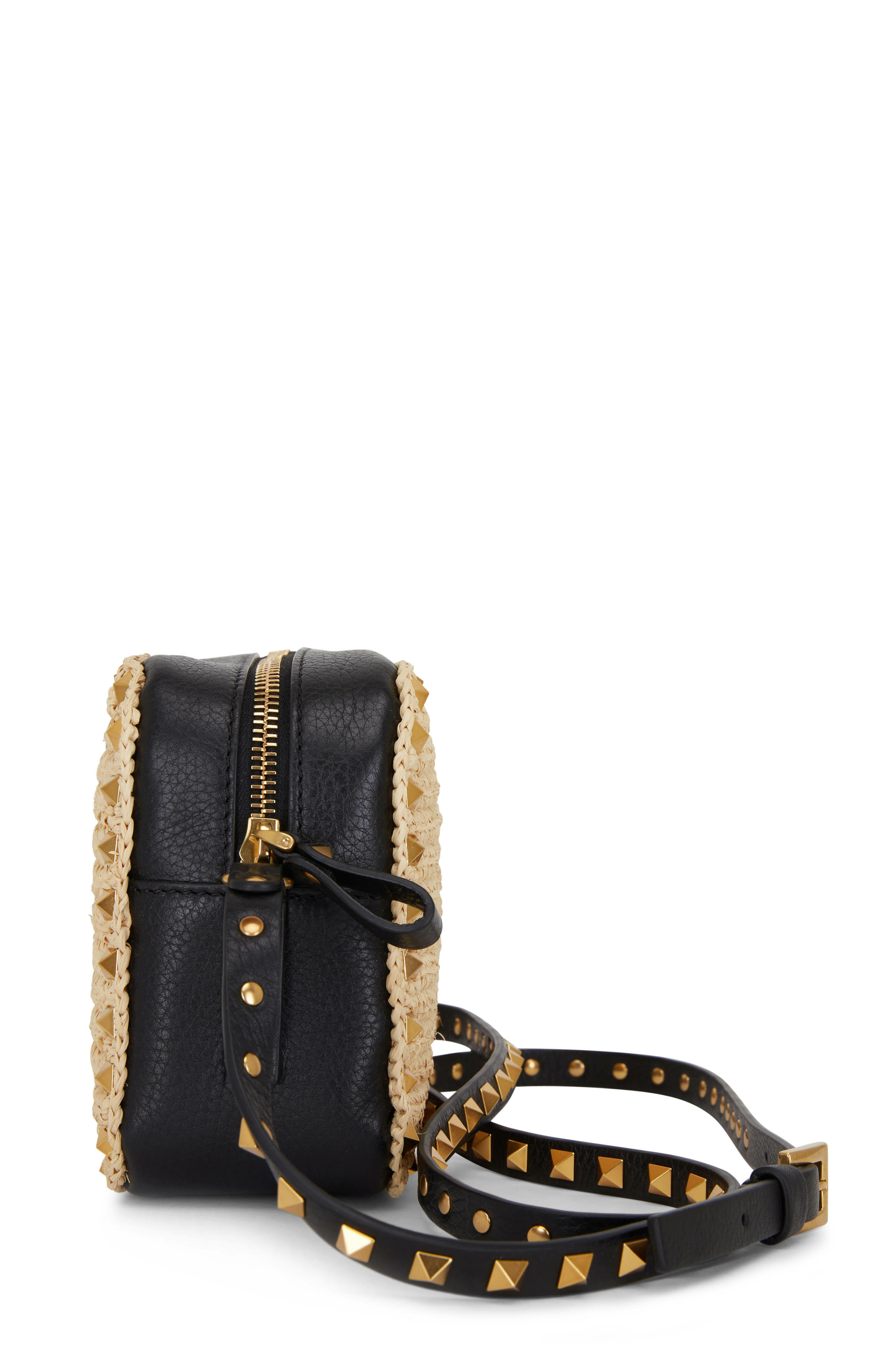 Valentino Garavani - Natural & Black Leather Rockstud Crossbody Bag