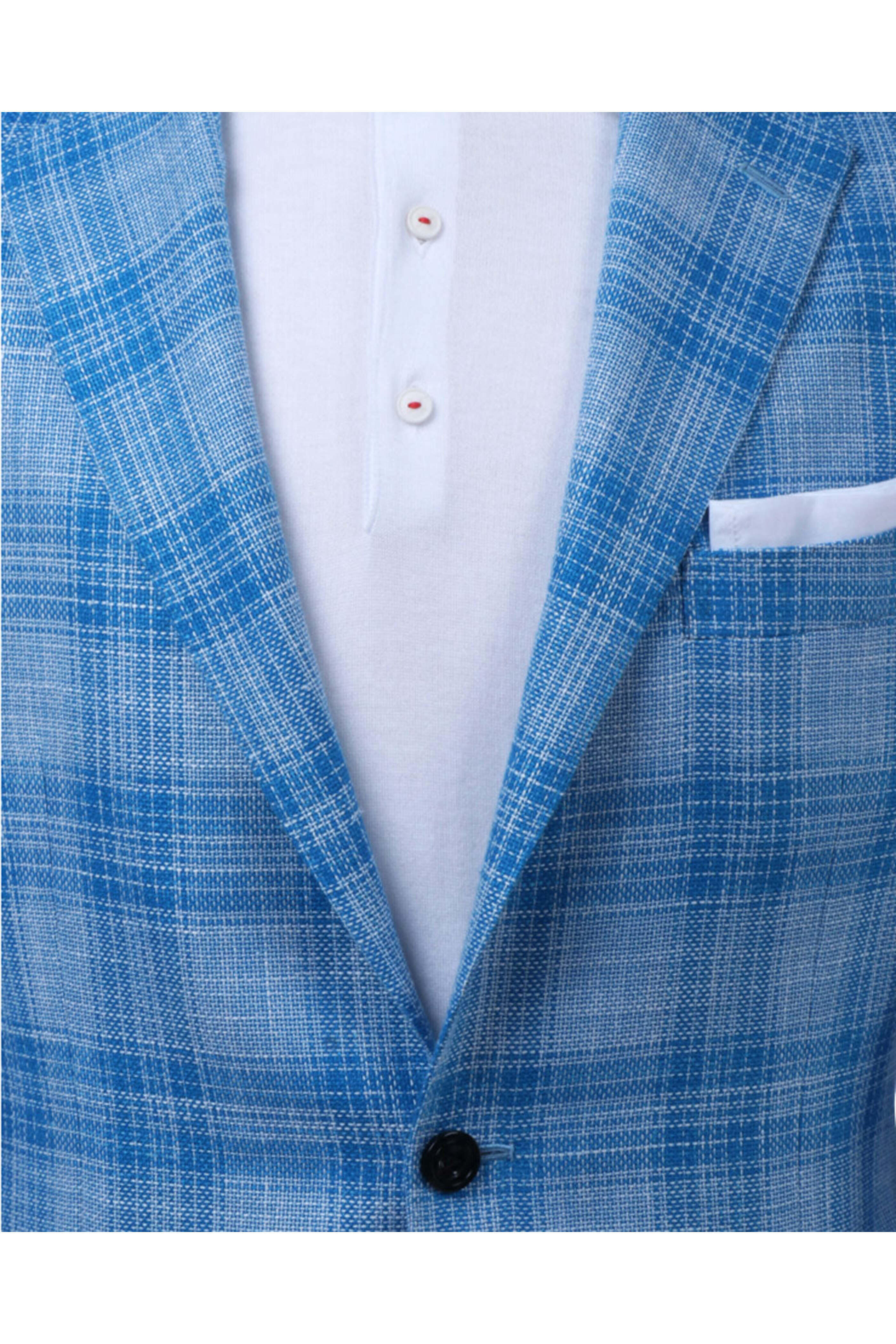 Kiton - High Blue and White Plaid Sportcoat