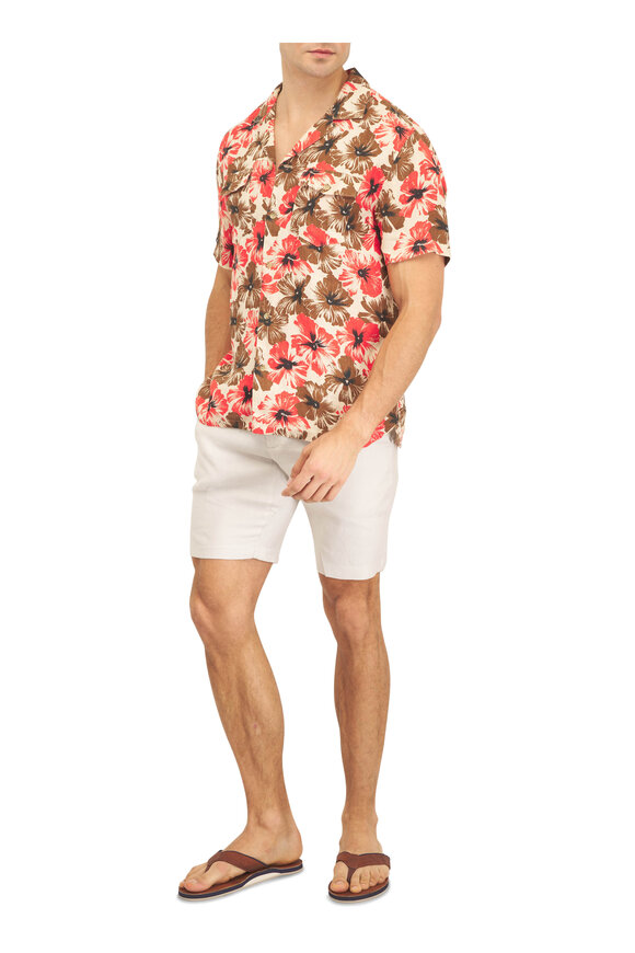 Faherty Brand Linen Floral Print Short Sleeve Shirt - view 2
