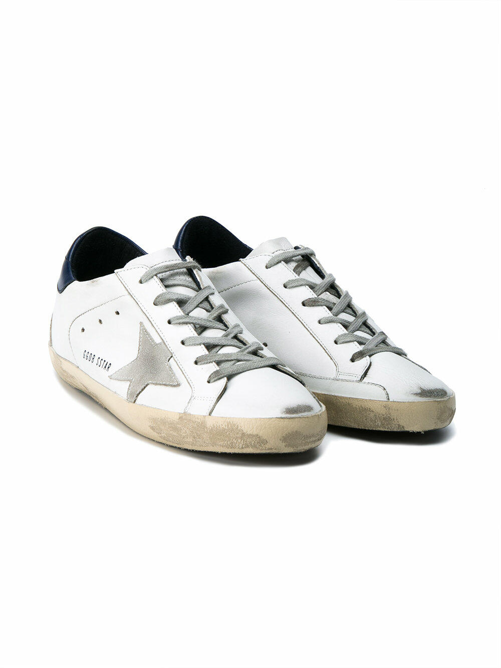 Golden Goose - Women's Superstar White Leather Navy Trim Sneaker