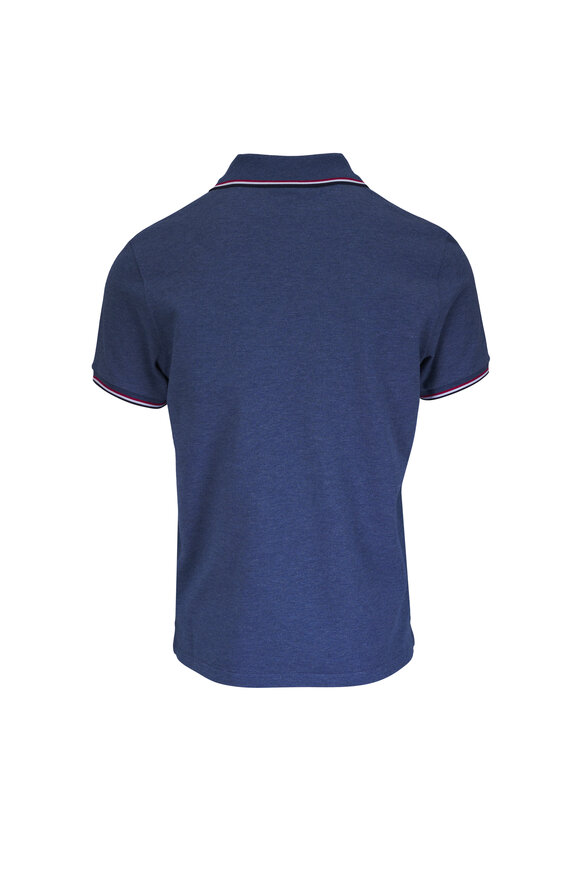 Moncler Blue Cotton Pique Tipped Polo - view 3