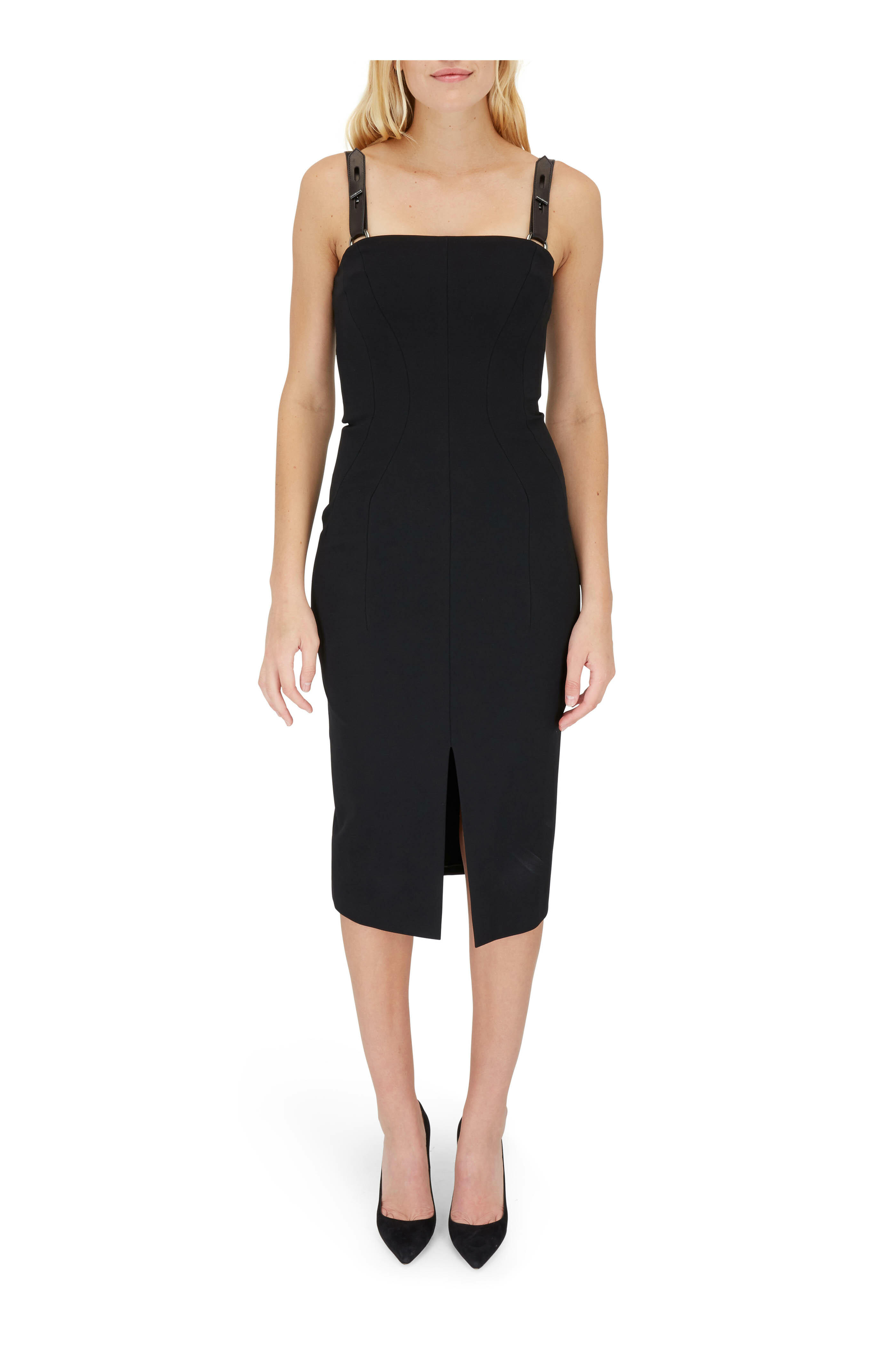 Tom Ford - Black Cady Leather T-Straps Dress | Mitchell Stores