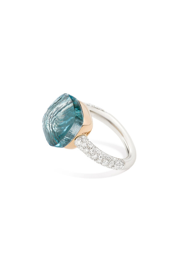 Pomellato 18k Rose & White Gold Nudo Blue Topaz Maxi Ring - view 1