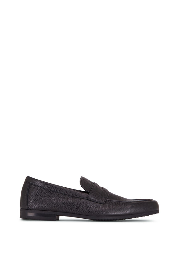 John Lobb - Black Grained Leather Penny Loafer