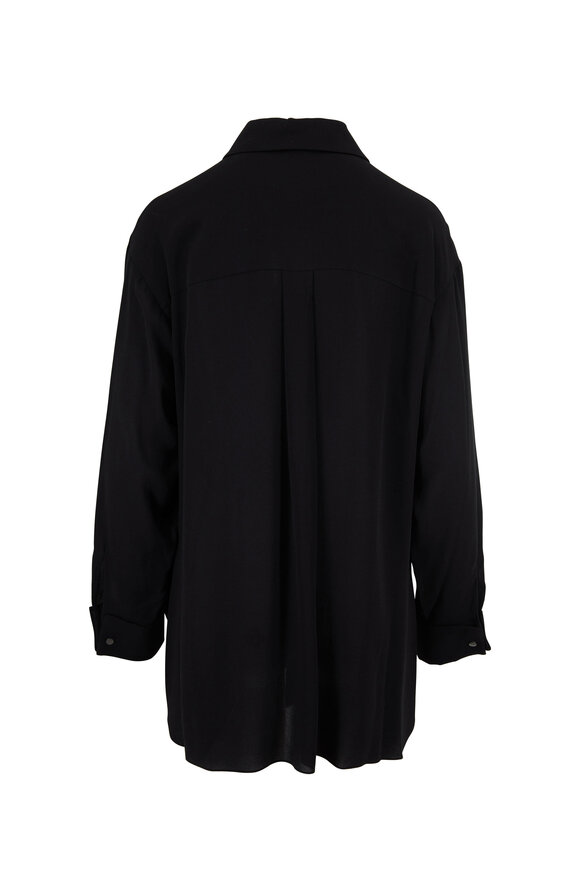 Michael Kors Collection - Black Tie Front Silk Blouse