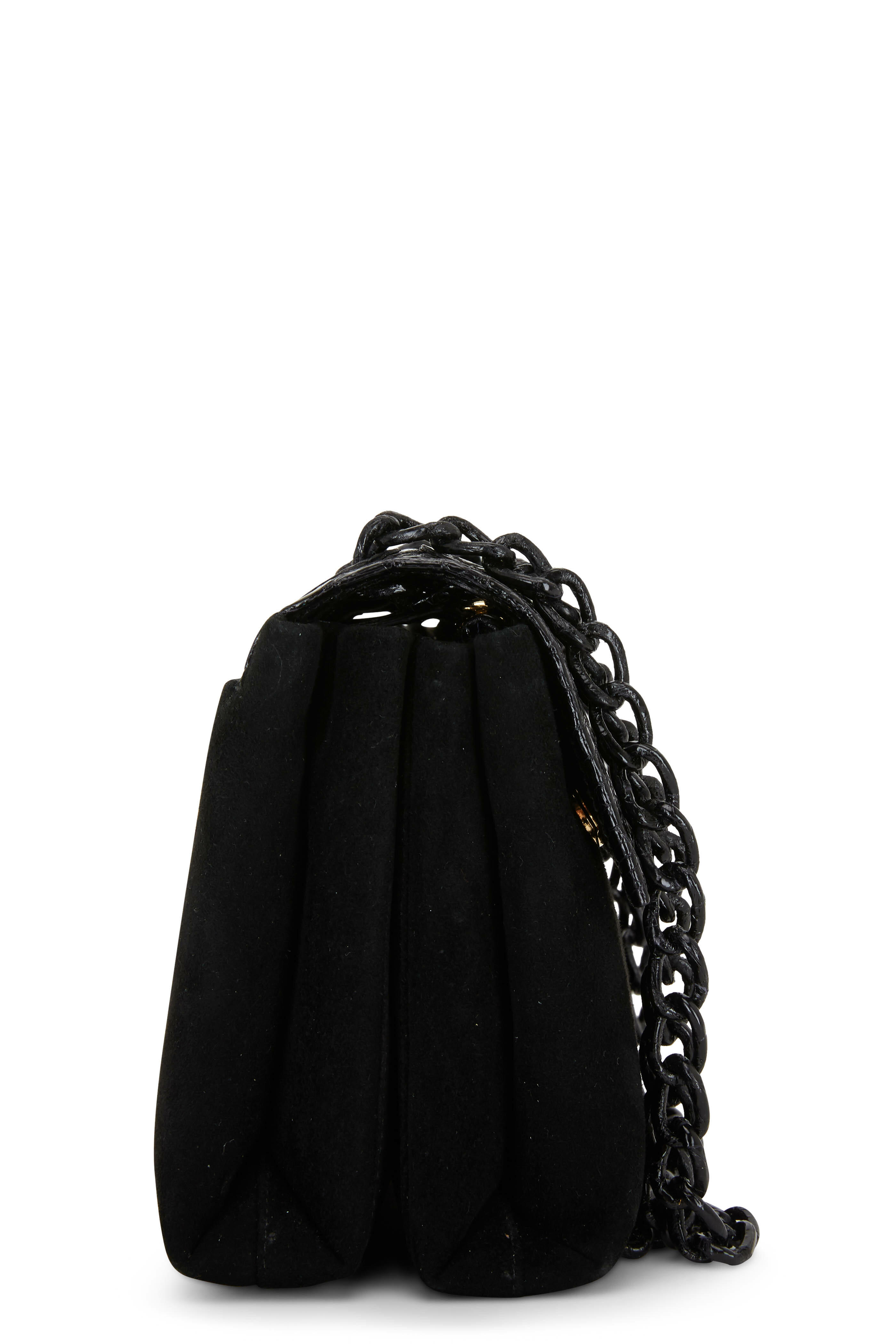 Nancy Gonzalez - Madison Black Crocodile & Suede Shoulder Bag