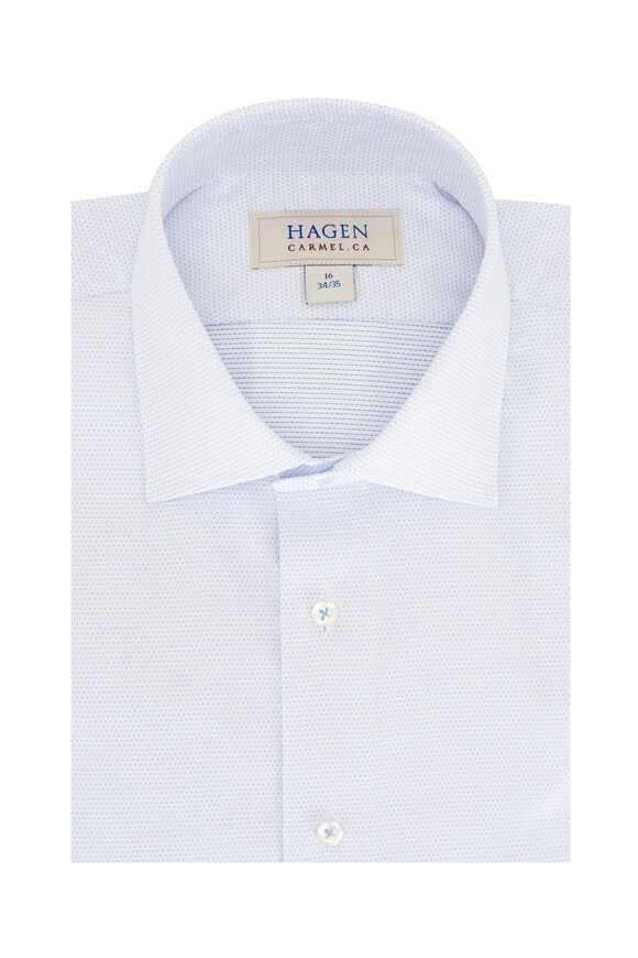 Hagen Shirts - Sky Blue Pin Dot Cotton Dress Shirt