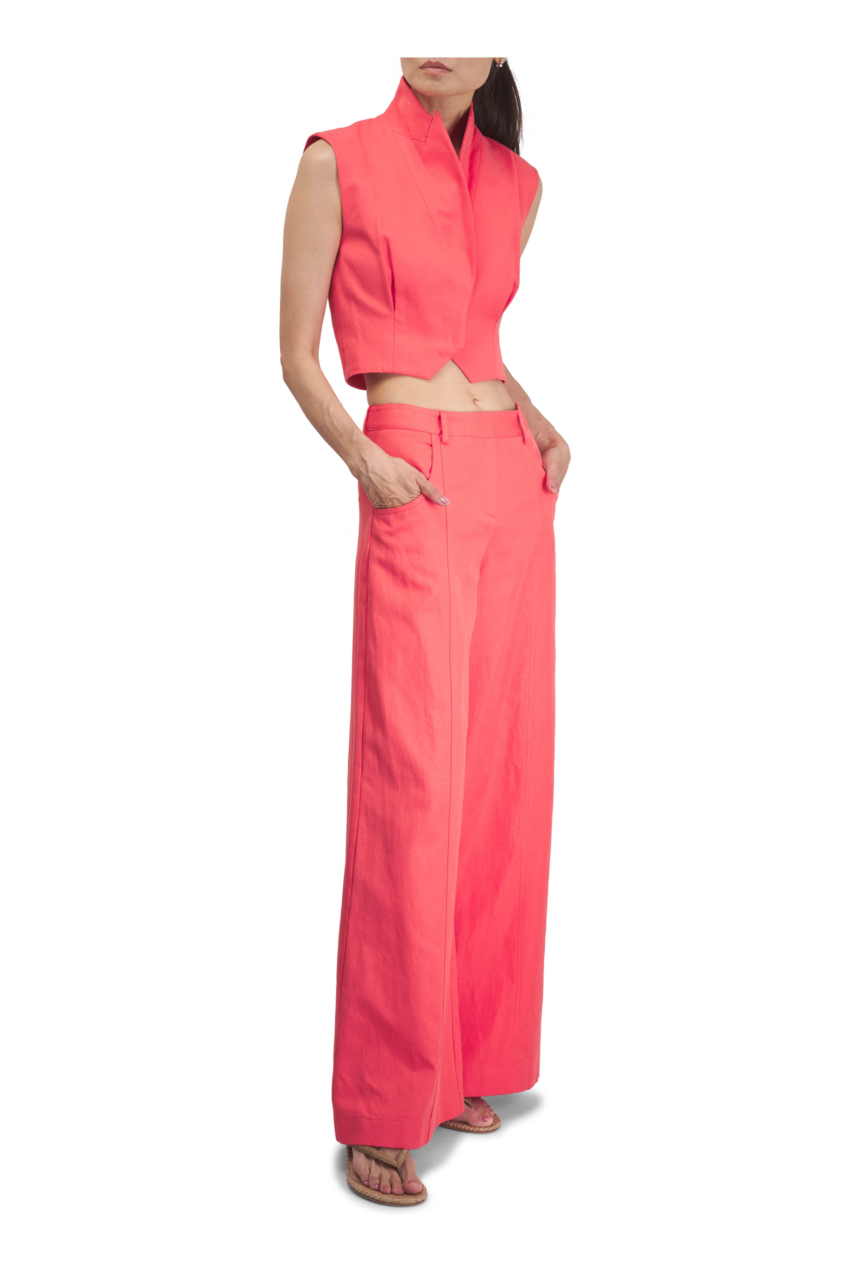 theredthread ザレッドスレッド ring tailored vest TWP - Kate Poppy Cropped Tailored Vest | Mitchell Stores