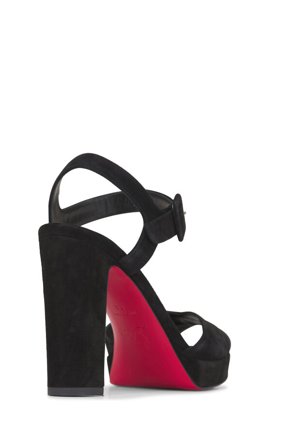 Christian Louboutin Cora Black Block Heel Suede Sandal, 100mm - view 4