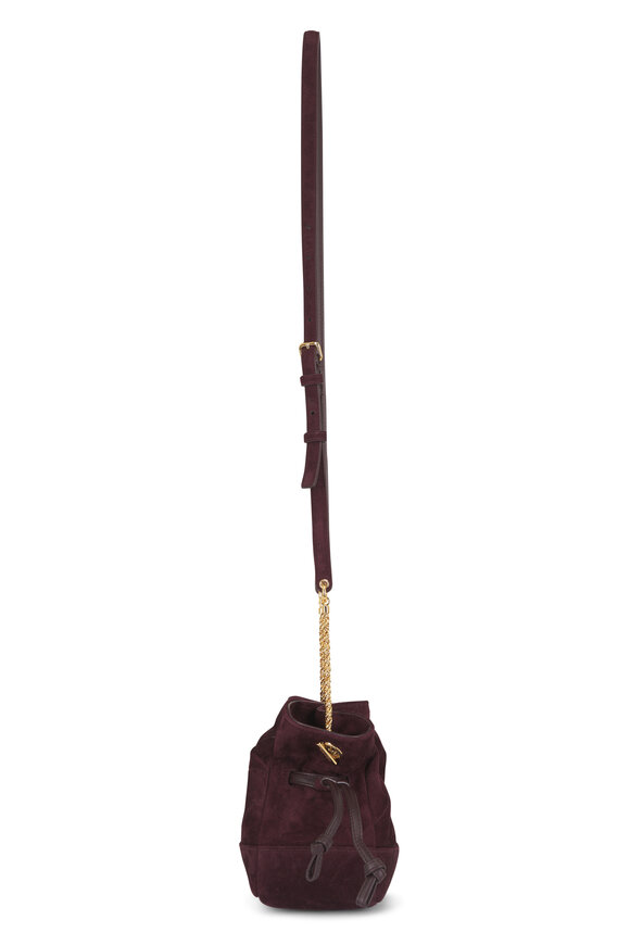 Saint Laurent Mini Jamie Burgundy Suede Shoulder Bag - view 4