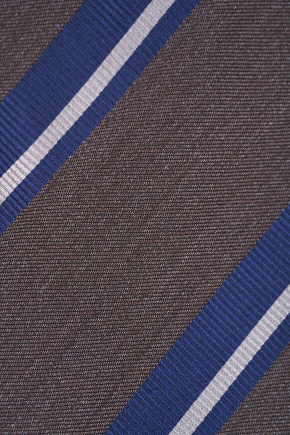 Eton Brown Striped Woven Shantung Silk Tie - view 2