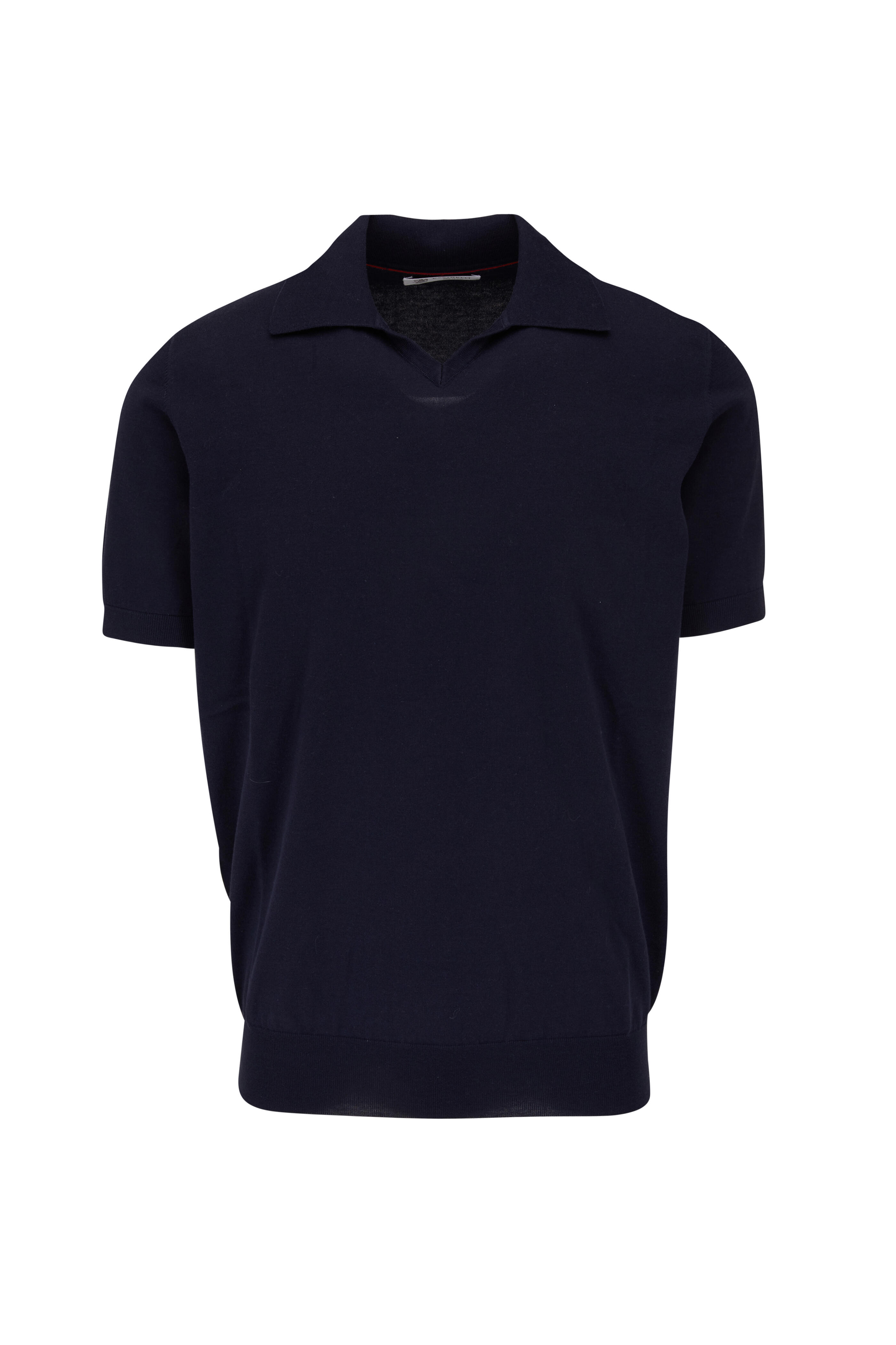 Brunello Cucinelli - Navy Johnny Collar Polo | Mitchell Stores