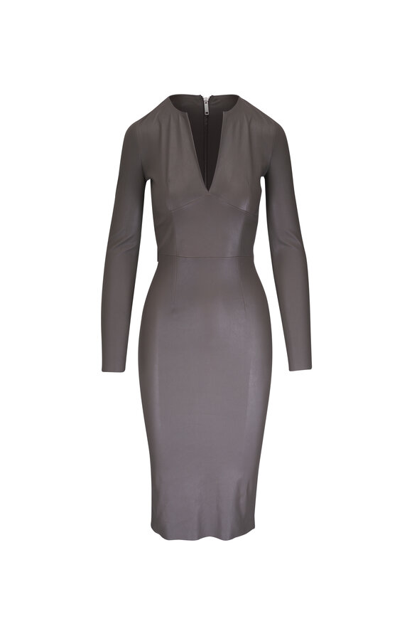 Jitrois Ella Gray Leather Midi Dress