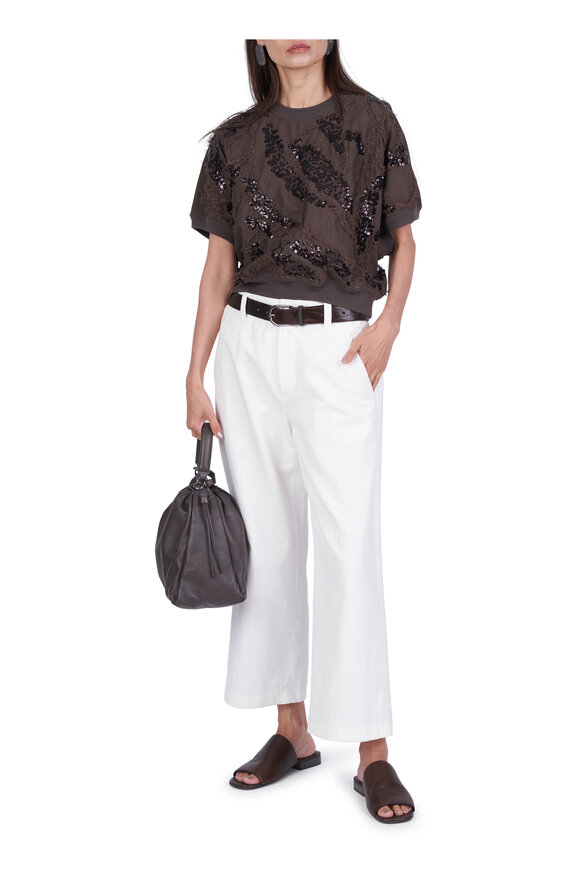 Brunello Cucinelli Brown Sequin Embroidered Knit Sweater - view 5