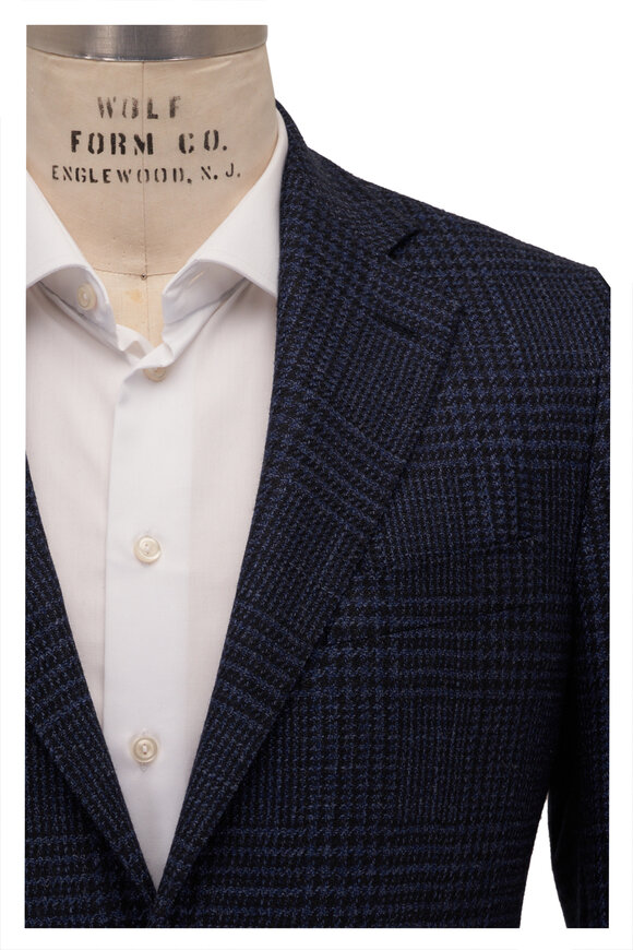 Atelier Munro - Royal Blue & Navy Glen Plaid Wool Blend Sportcoat