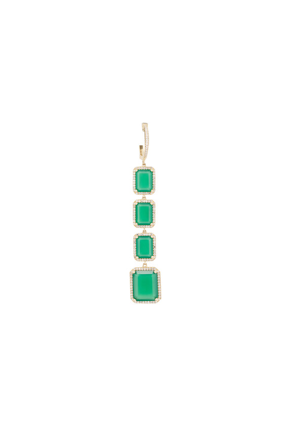 Kai Linz 14k Yellow Gold Green Onyx & Diamond Drop Earring - view 2
